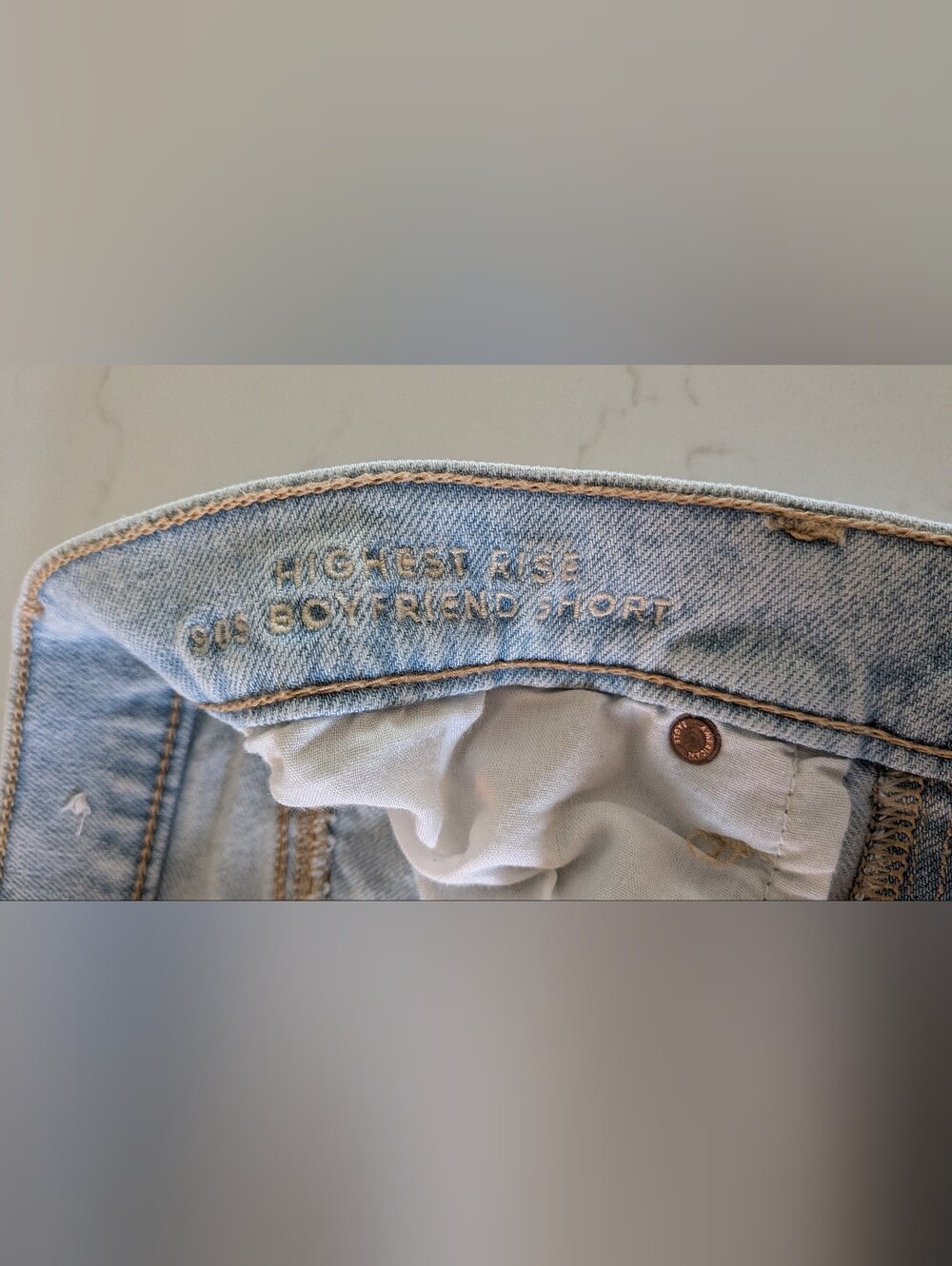 American Eagle Outfitters Light Blue Distressed Denim Cutoff Shorts - Picture 5 of 6